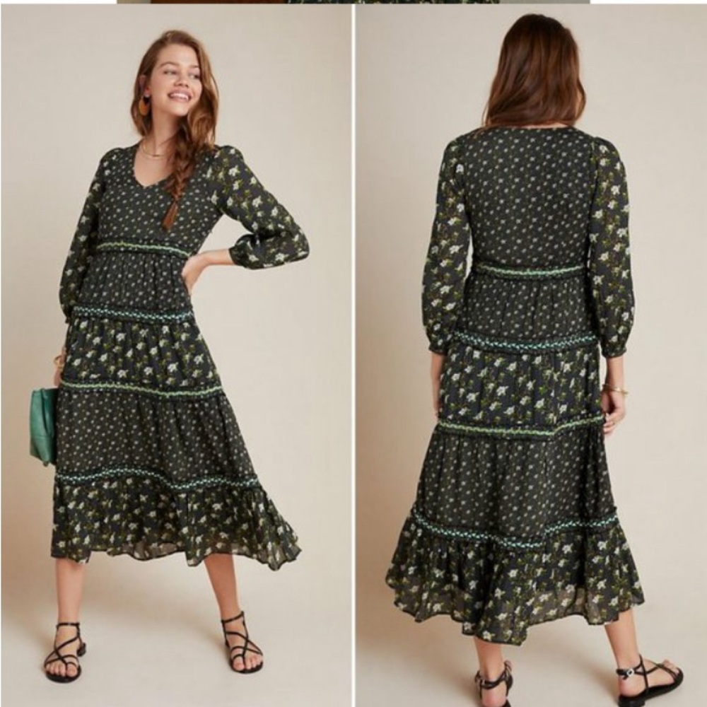 Anthropologie Karoline Tiered Maxi Dress Size 4
